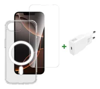 4smarts Back Cover 3in1 Premium Starter Set iPhone 16e - Grundfarbe: Transparent - Fallsicher: Nein - Kompatible Hersteller: Apple - Detailfarbe: Transparent - Mobiltelefon Kompatibilität: iPhone 16e - Material: Keine Angabe