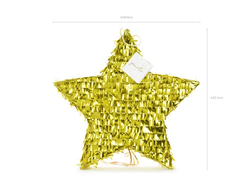 Partydeco Pinata Stern, 44.5 x 42.5 x 9 cm, Gold, 1 Stück - Motiv: Stern - Detailfarbe: Gold