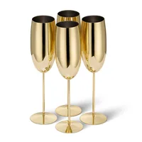 Oak & Steel Sektglas 285 ml, 2 Stück, Gold - Material: Edelstahl - Glas Typ: Sektglas - Höhe: 25 cm - Volumen: 285 ml - Detailfarbe: Gold