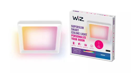 WiZ Quadratische Panelleuchte 12 W weiss - Lampensockel: Keine - Farbtemperatur Kelvin: 2200 bis 6500 K - Aussenanwendung: Nein - Gesamtleistung: 12 W - Leuchten Kategorie: Deckenleuchte - Lichtfarbe: Kaltweiss/Tageslichtweiss (KW) - Warmweiss (WW)