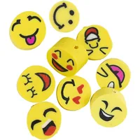 Creativ Company Perlen Ton Figurperlen 60 Stück, Smiley - Packungsgrösse: 60 Stück - Durchmesser: 10 mm - Detailfarbe: Gelb - Schwarz - Perlenart: Motivperlen