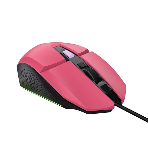 Trust Gaming-Maus GXT 109P FELOX - Maus Features: Umschaltbare DPI-Auflösung - Beleuchtung - Bedienungsseite: Universal - Detailfarbe: Pink - Gewicht: 102 g - Verbindungsart: Verkabelt - Schnittstelle: USB-A