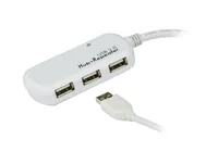 Aten USB-Hub UE2120H - Stromversorgung: USB - Anzahl Ports: 3 - Detailfarbe: Weiss - USB Standard: 2.0 (480 Mbps) - USB Anschluss 2 (Endgerät): USB-A - USB Anschluss 1 (Quelle): USB-A