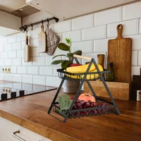 Relaxdays 4052025494421 serving basket Rectangular Iron, Wood Black
