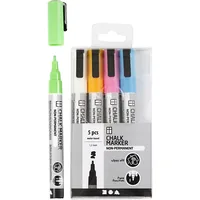 Creativ Company Kreidemarker Kräftige Farben 5 Stück, Mehrfarbig/Rosa - Strichstärke: 1.2 mm - Verpackungseinheit: 5 Stück - Oberfläche: Porzellan - Glas - Kunststoff - Set: Ja - Detailfarbe: Rosa - Mehrfarbig - Eigenschaft-Stift: Auswaschbar