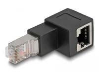 Delock Winkeladapter 90° RJ45 nach unten, Cat.6A 1 Stück - Zubehörtyp: Kupplung - Detailfarbe: Schwarz - Verpackungseinheit: 1 Stück