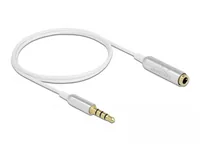 Delock Audio Verlängerungskabel Klinke 3,5 mm 4 Pin Stecker zu Buchse Ultra Slim 0,5 m weiß
