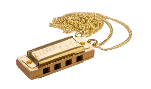 Hohner Mundharmonika Miniature Little Gold Halskette – C-Dur - Kanzellenkörper: Holz - Stimmung: C-Dur - Stimmungstyp: Diatonisch - Anzahl Löcher: 4