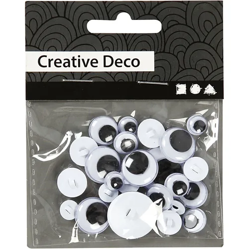 Creativ Company Wackelaugen  Ø 8-20 mm 24 Stück - Selbstklebend: Nein - Verpackungseinheit: 24 Stück - Detailfarbe: Schwarz - Produkttyp Kleinteile: Wackelaugen
