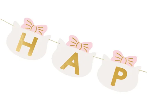 Partydeco Girlande Katze Rosa, 2.8 m - Materialtyp: Papier - Material: Papier - Detailfarbe: Rose - Länge: 2.8 m - Motto: Geburtstag