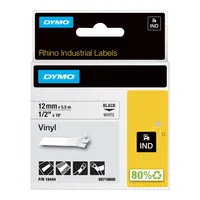 RHINO TAPE VINYL 12MM/5.5M BLACK ON WHITE