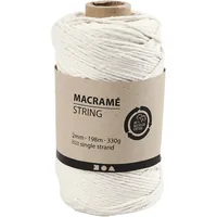 Creativ Company Baumwollgarn Makramé 330 g, Weiss - Packungsgrösse: 1 Stück - Waschbar bei: 20 °C - Länge: 198 m - Detailfarbe: Weiss - Material: Baumwolle - Polyester - Nadelstärke: 2 mm