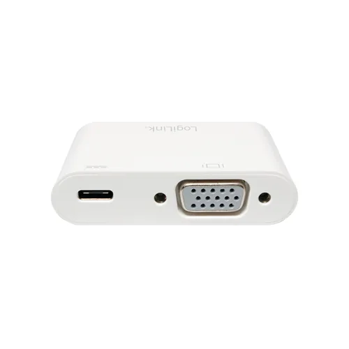 LogiLink 0.14m, 2xUSB-C/VGA USB graphics adapter 1920 x 1200 pixels White
