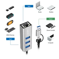 Logilink USB 3.2 Gen 1 HUB, 3x USB-A, 1x RJ45, silber