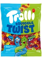 Trolli Gummibonbons Squiggle Twist 175 g - Produkttyp: Gummibonbons - Nährwertangabe pro: 100 g - Energiegehalt (in kj): 1472 KJ - Energiegehalt (in kcal): 346 Kcal - Fett: 0 g - Gesättigte Fettsäuren: 0 g
