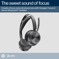 HP Poly Voyager Focus 2 Microsoft Teams Certified USB-C-C Headset +USB-C/A Adapter +Charging Stand Auricolare Wireless A Padiglione Ufficio Bluetooth Base di ricarica Nero