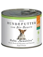 defu Nassfutter Menü Sensitiv Bio Huhn, 200 g - Tierbedürfnis: Kein besonderes Bedürfnis - Nachhaltigkeit: EU BIO - Lebensphase: Adult - Produkttyp: Alleinfutter - Packungsgrösse: 200 g - Fleischsorte: Huhn