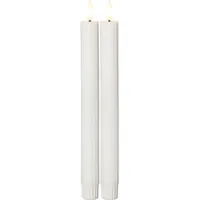 Star Trading LED-Stabkerzen Set Flamme Stripe, 25 cm, Weiss, 2 Stück - Betriebsart: Batteriebetrieb - Fernbedienung: Nein - Aussenanwendung: Nein - Höhe: 25 cm - Timerfunktion: Ja - Set: Ja