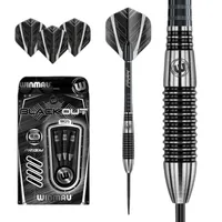 Winmau Dartpfeile Steeldart Blackout 3 Stück - Gewicht: 22 g - Verpackungseinheit: 3 Stück - Material: Wolfram - Detailfarbe: Schwarz - Dart Art: Steel Dart