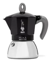 Bialetti Moka Induktion, Schwarz mit Griff grau, Espressokocher für 6 Tassen