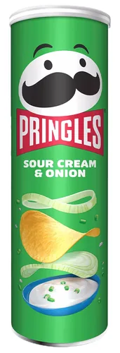 Pringles Chips Sour Cream and Onion 185 g - Produkttyp: Crème & Gewürz Chips - Nährwertangabe pro: 100 g - Energiegehalt (in kj): 2160 KJ - Energiegehalt (in kcal): 517 Kcal - Fett: 29 g - Gesättigte Fettsäuren: 2.9 g