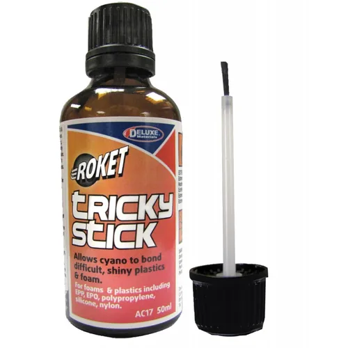 Deluxe Materials Modellbauklebstoff Tricky Stick 50 ml, Transparent - Eigenschaft: Flüssig - Geeignete Oberflächen: Kunststoff - Packungsgrösse: 50 ml - Detailfarbe: Transparent - Art: Kleber