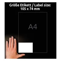 Avery Zweckform Universal-Etiketten LR3427 105 x 74 mm, 10 Blatt - Klebehaftung: Stark haftend - Drucker Kompatibilität: Laser - Inkjet - Anzahl Blatt: 10 × - Papierformat: A4 - Anzahl Etiketten: 80 - Etikettengrösse: 105 x 74 mm