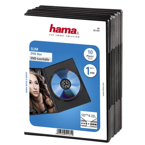 1x10 Hama DVD-Leerhülle Slim 50% Platzersparnis         51181