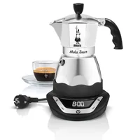 Bialetti Espressokocher Moka Timer 3 Tassen, Schwarz/Silber - Material: Aluminium - Kompatible Kochfelder: Netzbetrieb - nicht für Kochfelder - Detailfarbe: Silber - Schwarz - Anzahl Tassen: 3 × - Betriebsart: Netzbetrieb