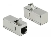 Delock Keystone-Modul RJ45 - RJ45 Buchse, Cat.6A 90 Grad gewinkelt - Modultyp: Keystone - Anschluss Front: Buchse RJ-45 - Anschluss Rück: Buchse RJ-45 - Medientyp: Netzwerk - Schirmung: Ja - Detailfarbe: Silber