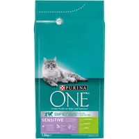 Purina ONE Trockenfutter Sensitive Truthahn & Reis, 1.5 kg - Tierbedürfnis: Haut & Fell - Verdauung - Magen & Darm - Geschmacksrichtung: Geflügel - Zertifikate: Keine Zertifizierung - Fleischsorte: Truthahn - Packungsgrösse: 1.5 kg - Futtereigenschaft: Ke