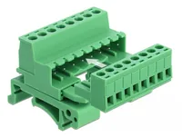 Delock 8 Pin, 5.08mm Rastermass gewinkelt - Detailfarbe: Grün - Montage: DIN-Rail