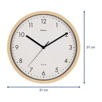 MAUL MAULgrain Quartz clock Round Wood, Black, White
