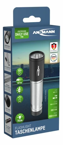Ansmann Taschenlampe Daily Use 70B - Einsatzbereich: Reisen - Outdoor & Camping - Wandern - Betriebsart: Batteriebetrieb - Leuchtmittel: LED - Wasserfest: Ja - Leuchtweite: 67 m - Max. Laufzeit: 30 h