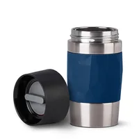 TRAVEL MUG Compact Thermobecher 0,3 Liter (dunkelblau/edelstahl, Drehverschluss)