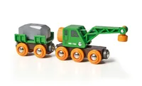 World Grüner Kranwagen mit Anhänger (grün/gelb)