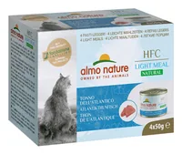 Almo Nature Nassfutter HFC Light Meal Natural Thunfisch 4 x 50 g - Tierbedürfnis: Gewichtskontrolle - Lebensphase: Adult (1-7 Jahre) - Produkttyp: Ergänzungsfutter - Packungsgrösse: 200 g - Fleischsorte: Fisch - Thunfisch - Tierart: Katze