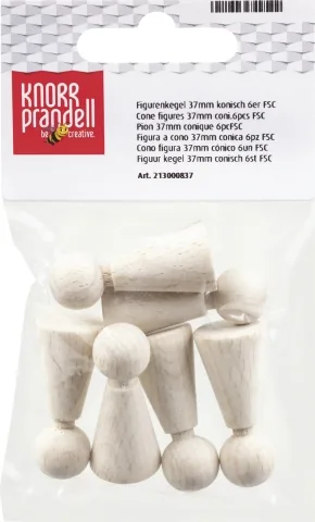 Knorr Prandell Holzkleinteile 3.7 cm Figurenkegel, 6 Stück - Breite: 3.7 cm - Höhe: 3.7 cm - Länge: 3.7 cm - Anzahl Stück: 6 Stück - Holzherkunft: Deutschland - Holzhandelsname: Buche (Fagus sylvatica)