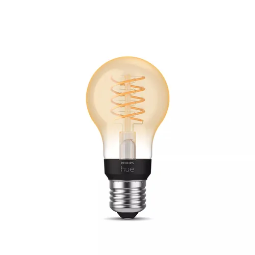 Philips Hue Leuchtmittel White E27 Einzelpack Filament 550 lm - Lampensockel: E27 - Farbtemperatur Kelvin: 2100 K - Aussenanwendung: Nein - Gesamtleistung: 7.2 W - Lichtfarbe: Warmweiss (WW) - Leuchten Kategorie: Leuchtmittel
