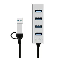 LogiLink USB 3.0 hub, 4x USB-A, 5 Gbit/s, 2-in-1 connection cable, silver