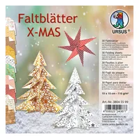 URSUS Faltblätter X-Mas 15 x 15 cm, 110 g/m², 30 Blatt, Mehrfarbig - Detailfarbe: Mehrfarbig - Produkttyp: Bastelpapier
