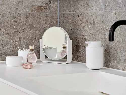 Zone Denmark Tischspiegel Ume White - Vergrösserung: 5 × - 1 × - Detailfarbe: White - Form: Rund - Wandhalterung: Nein