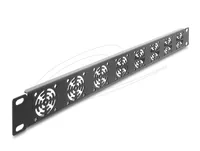 19? 1 HE Rackblende für 8 Lüfter 40 x 40 mm dunkelgrau