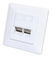 Intellinet 2-Port Cat6 10G Shielded RJ45 Wall Plate Flush Mount with Faceplate, STP, Signal White RAL9003