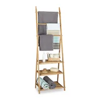 Relaxdays 10020290 porte-serviettes et anneau porte-serviettes Support de serviette Colonne Bois