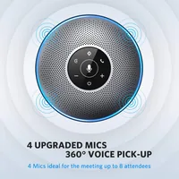 eMeet OfficeCore M2 Conference Speaker (including 4 AI Array Microphones and echo & noise cancellation, 10 hours battery life, suitable for up to 8 people, Bluetooth, AUX, USB, 360° voice recognition)