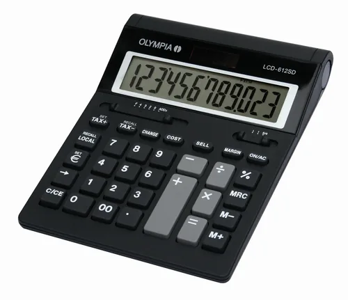 Olympia Taschenrechner LCS 612 SD - Stromversorgung: Batteriebetrieb - Solarbetrieb - Typ: Taschenrechner - Detailfarbe: Schwarz - Displaytyp: LCD - Anzahl Zeilen: 1 × - Anzahl Stellen: 12 ×
