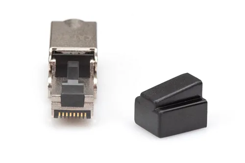 DIGITUS CAT 6A Feldstecker abwinkelbar,  STP mit Staubschutzkappe, Knickschutz