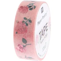 Rico Design Washi Tape Rosen Pink - Detailfarbe: Pink - Länge: 10 m - Set: Nein - Breite: 15 mm