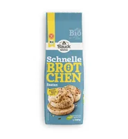 Bauck Mühle Backmischung Schnelle Brötchen Saaten 500 g - Nährwertangabe pro: 100 g - Energiegehalt (in kj): 1577 KJ - Energiegehalt (in kcal): 375 Kcal - Fett: 9.1 g - Produkttyp: Brot - Davon gesättigte Fettsäuren: 1.3 g